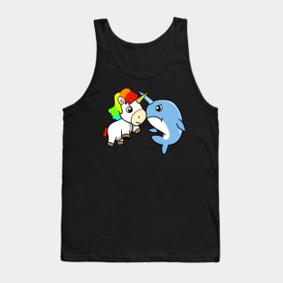 Unicorn Narwhal Sword Fight Tank Top